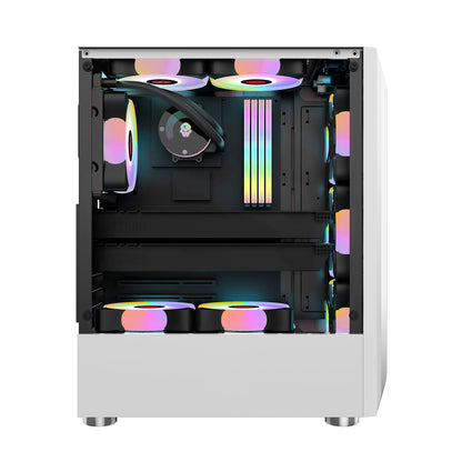 GAMEKM Computer Case Mid-Tower ATX/M-ATX/ITX Acrylic Side Panel RGB Gaming Computer PC Case USB 3.0/USB 2.0/HDD/SSD for Desktop PC Computer