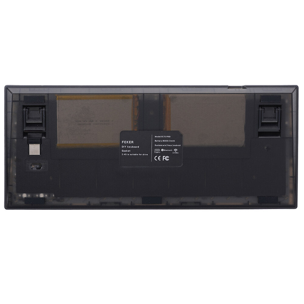 FEKER IK75 PRO Keyboard Customized Kit 82 Keys Hot Swappable 75% RGB Wired bluetooth 5.0 2.4GHz Triple Mode PCB Mounting Plate Translucent Black Case