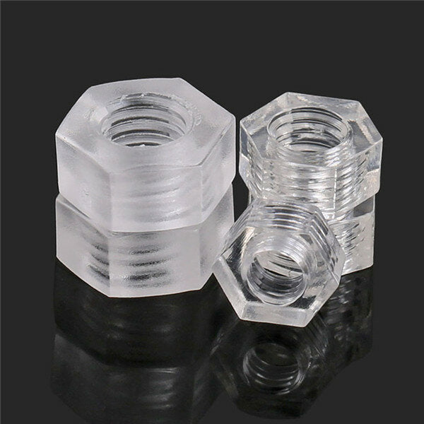 Suleve MXHN1 50Pcs Transparent Acrylic Nuts Hex Plastic Nut Washer Hexagonal Lock Nuts M2 M3 M4 M5