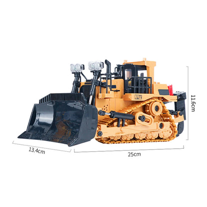 1046  RC Bulldozer 1/24 2.4GHz 9CH RC Construction Truck Engineering Vehicles Educational Toys for Kids with Light Music