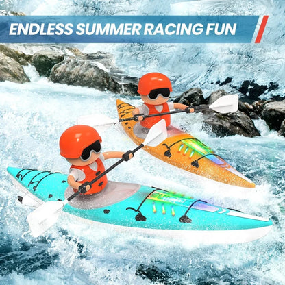 RC Kayak Boat 2.4 Ghz Remote Control Boat Toy With Colorful LED Lights For Lake Pool Gifts For Boys Girls
