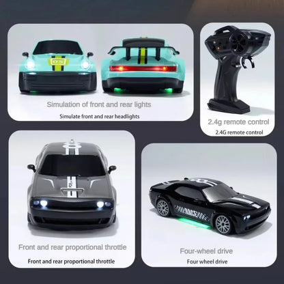 Remote Control Car 1/20 4WD Drift Car Unlimited Speed 2.4G Remote Control GTR High Speed Racing Car LED Light Toy