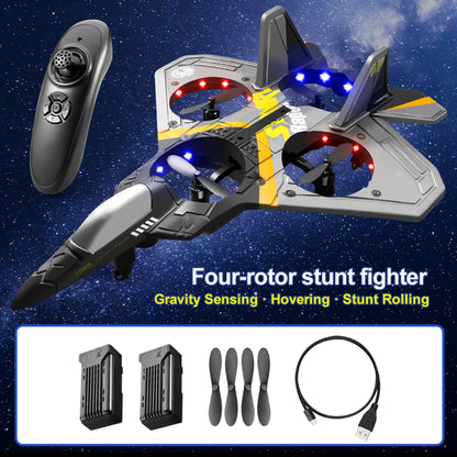 RC Airplane 2.4GHz 6CH EPP RC Plane 4 Motor RC Aircraft Toys for Adult Kids with Function Gravity Sensing Stunt Roll Cool Light