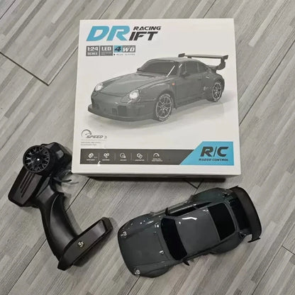 New 1/20 Scale 4WD Remote Control Drift Car RTR – High Performance Powerful Full Throttle RC Vehicle with Tires Road Barriers