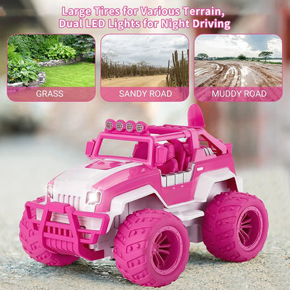 1:12 Toy Car 2.4Ghz Remote Control Off-Road Vehicle Forward Backward Left/ Right Turning Car Toys with Shovel for Girls Kids