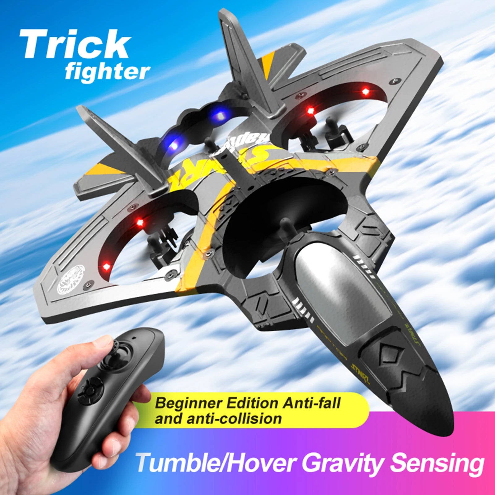 RC Airplane 2.4GHz 6CH EPP RC Plane 4 Motor RC Aircraft Toys for Adult Kids with Function Gravity Sensing Stunt Roll Cool Light
