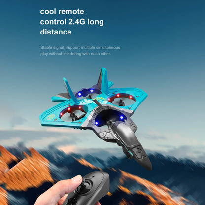 RC Airplane 2.4GHz 6CH EPP RC Plane 4 Motor RC Aircraft Toys for Adult Kids with Function Gravity Sensing Stunt Roll Cool Light