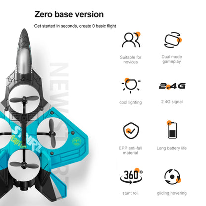 RC Airplane 2.4GHz 6CH EPP RC Plane 4 Motor RC Aircraft Toys for Adult Kids with Function Gravity Sensing Stunt Roll Cool Light