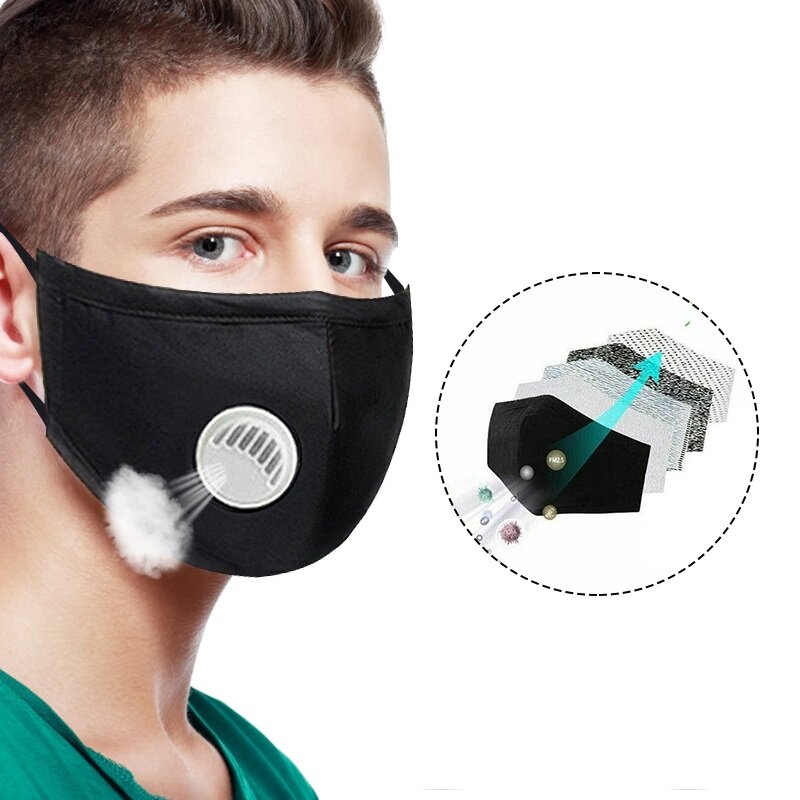 Air Purifying Face Mask In Cotton Pm2.5 Filter Anti Dust Fog