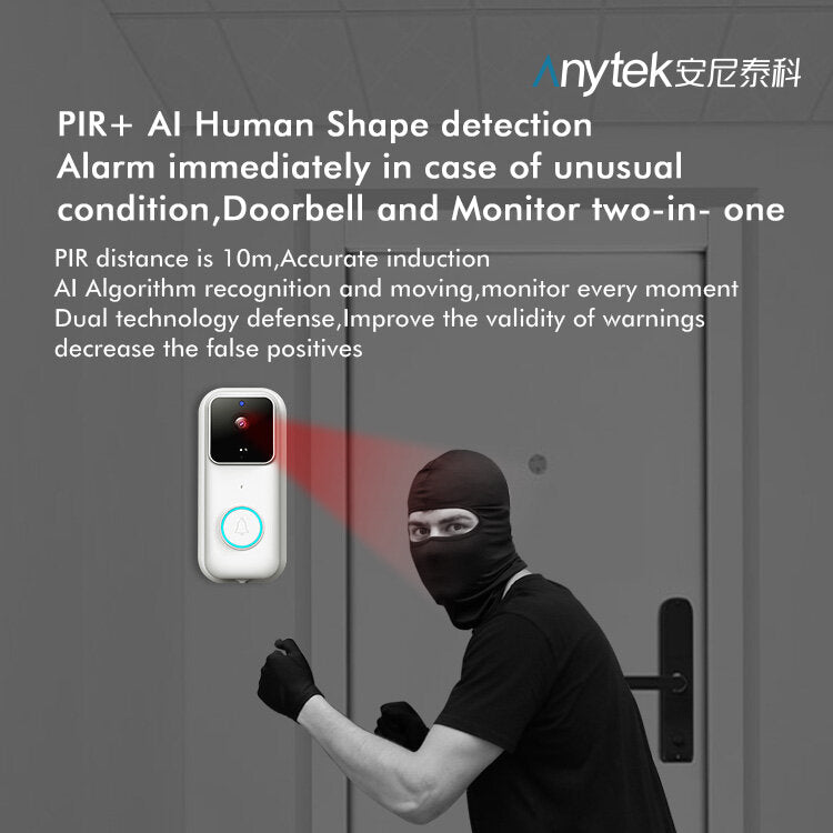Anytek B60+ Tuya Smart Video Doorbell Wireless Camera 2.4g