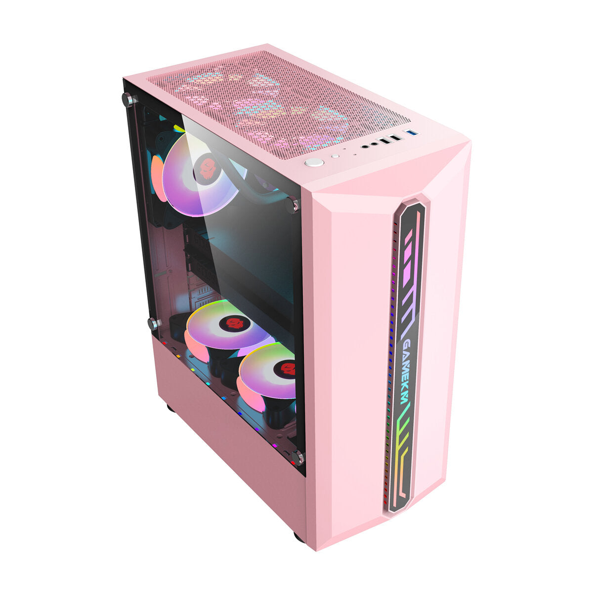 GAMEKM Computer Case Mid-Tower ATX/M-ATX/ITX Acrylic Side Panel RGB Gaming Computer PC Case USB 3.0/USB 2.0/HDD/SSD for Desktop PC Computer