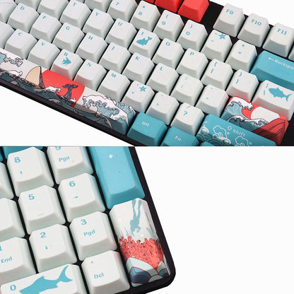 108 Keys Coral Sea Keycap Set OEM Profile PBT Dye-Sublimation Suspension Keycaps for Mechanical Keyboard