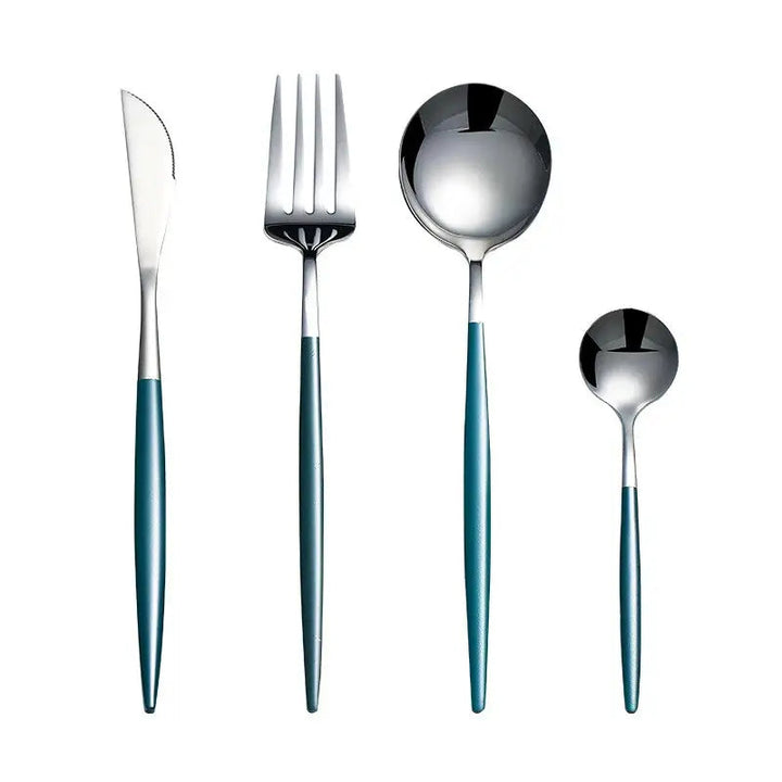 Black Gold Cutlery Set: Silver Tableware Dish Safe