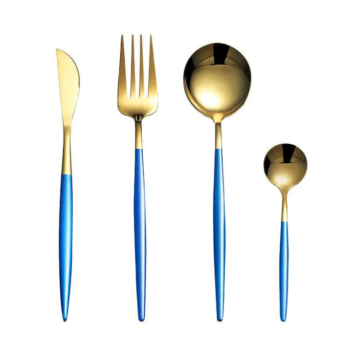 Black Gold Cutlery Set: Silver Tableware Dish Safe