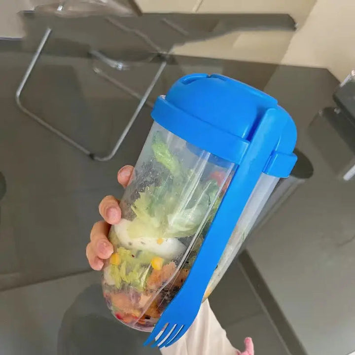 Breakfast Salad Cup Bottle Container: Fork Sauce Lid