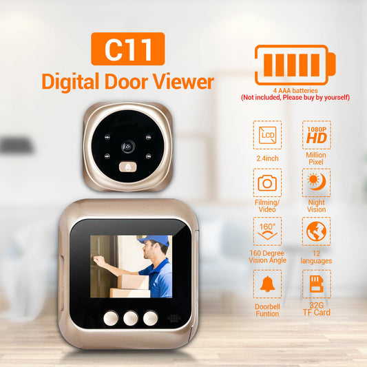 C11 Hd 1080p 2.4 Lcd Screen Cat’s Eye Camera Doorbell