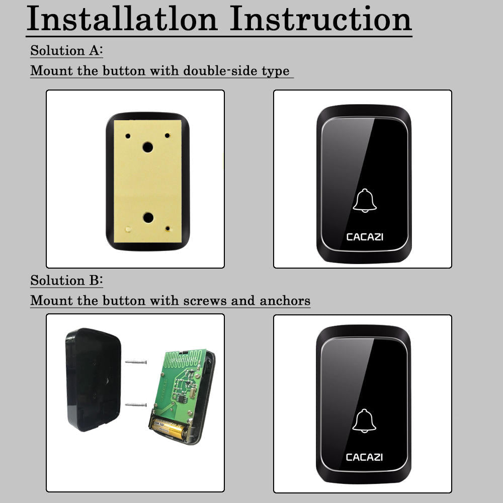 Cacazi A60 Waterproof Wireless Music Doorbell Led Light
