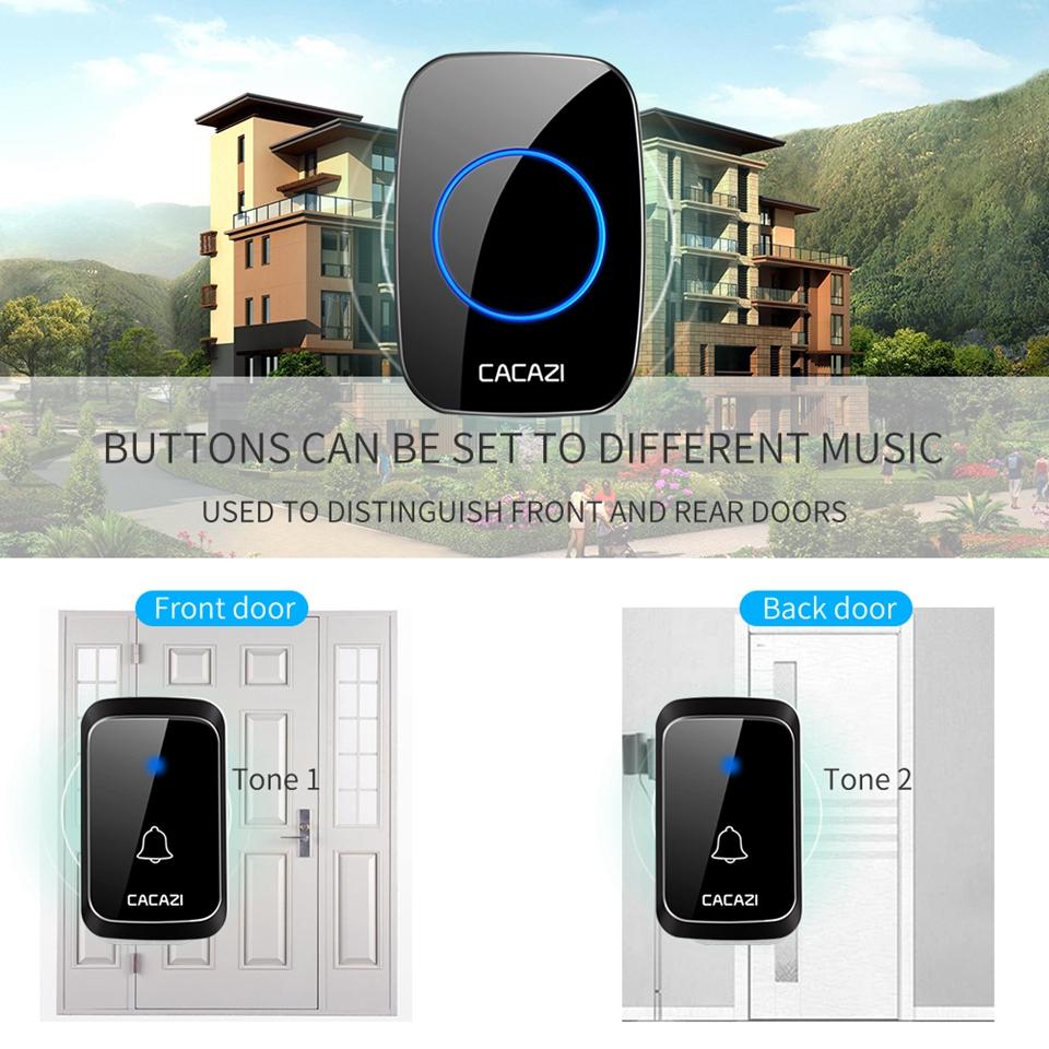 Cacazi A60 Waterproof Wireless Music Doorbell Led Light
