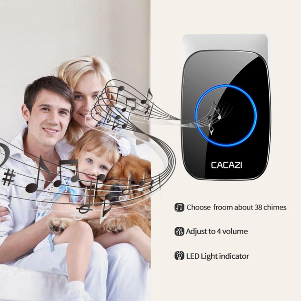 Cacazi A60 Waterproof Wireless Music Doorbell Led Light