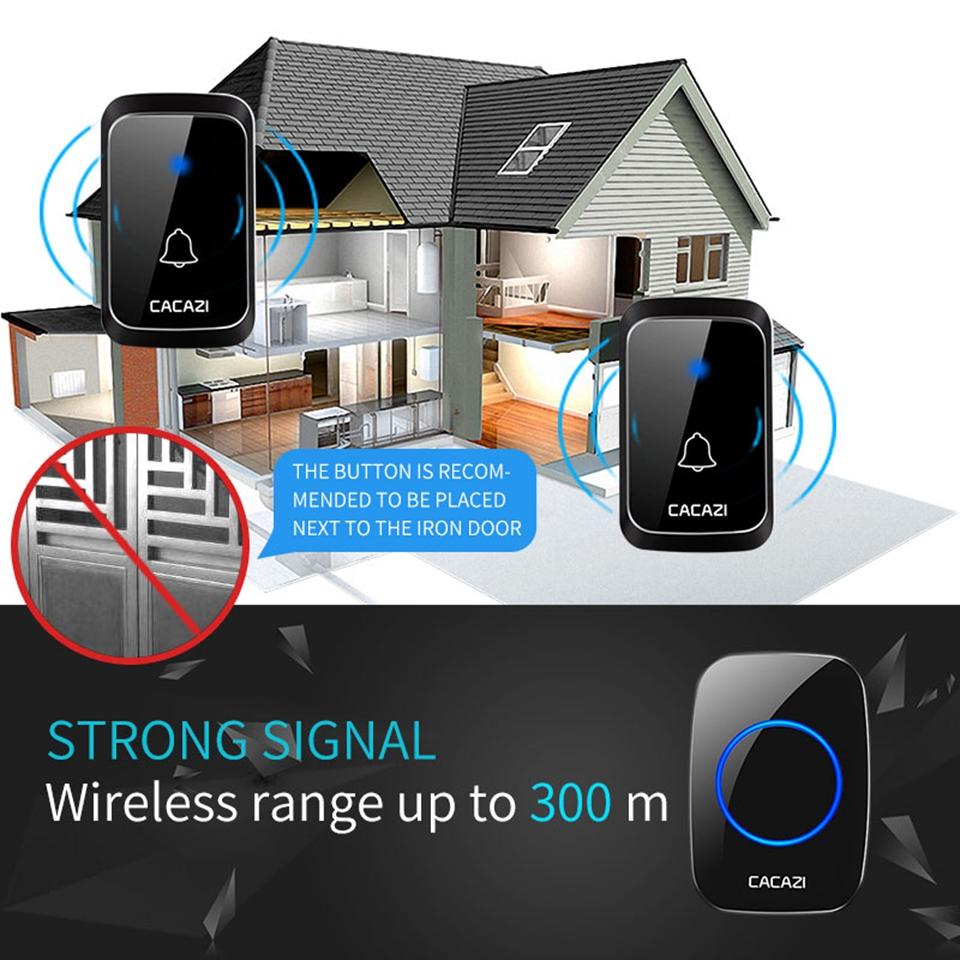Cacazi A60 Waterproof Wireless Music Doorbell Led Light