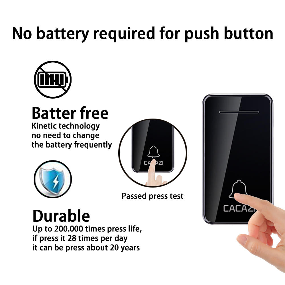 Cacazi Fa10 Self-powered Wireless Music Doorbell Waterproof