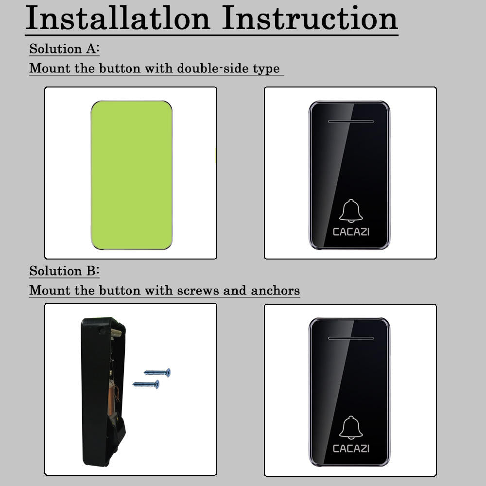 Cacazi Fa10 Self-powered Wireless Music Doorbell Waterproof