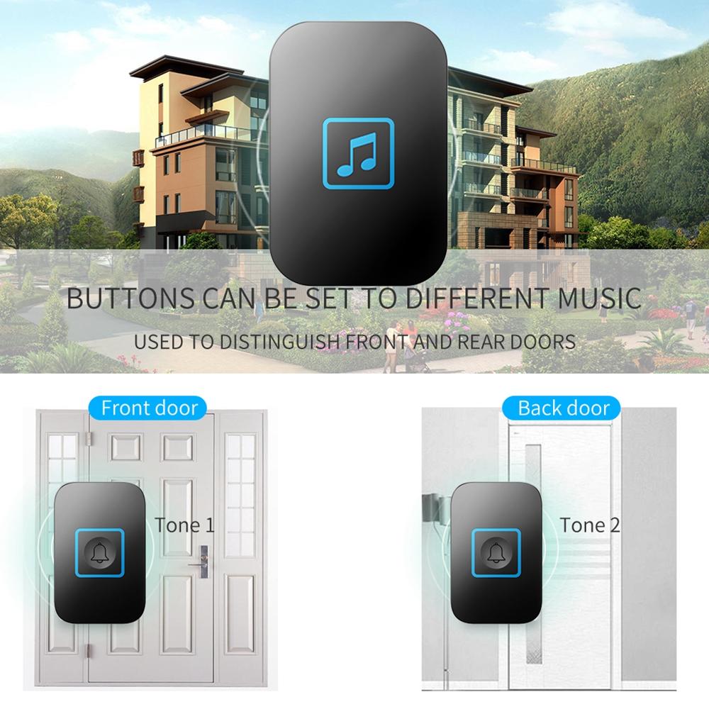 Cacazi Wireless Doorbell Waterproof 300m Remote Battery 2