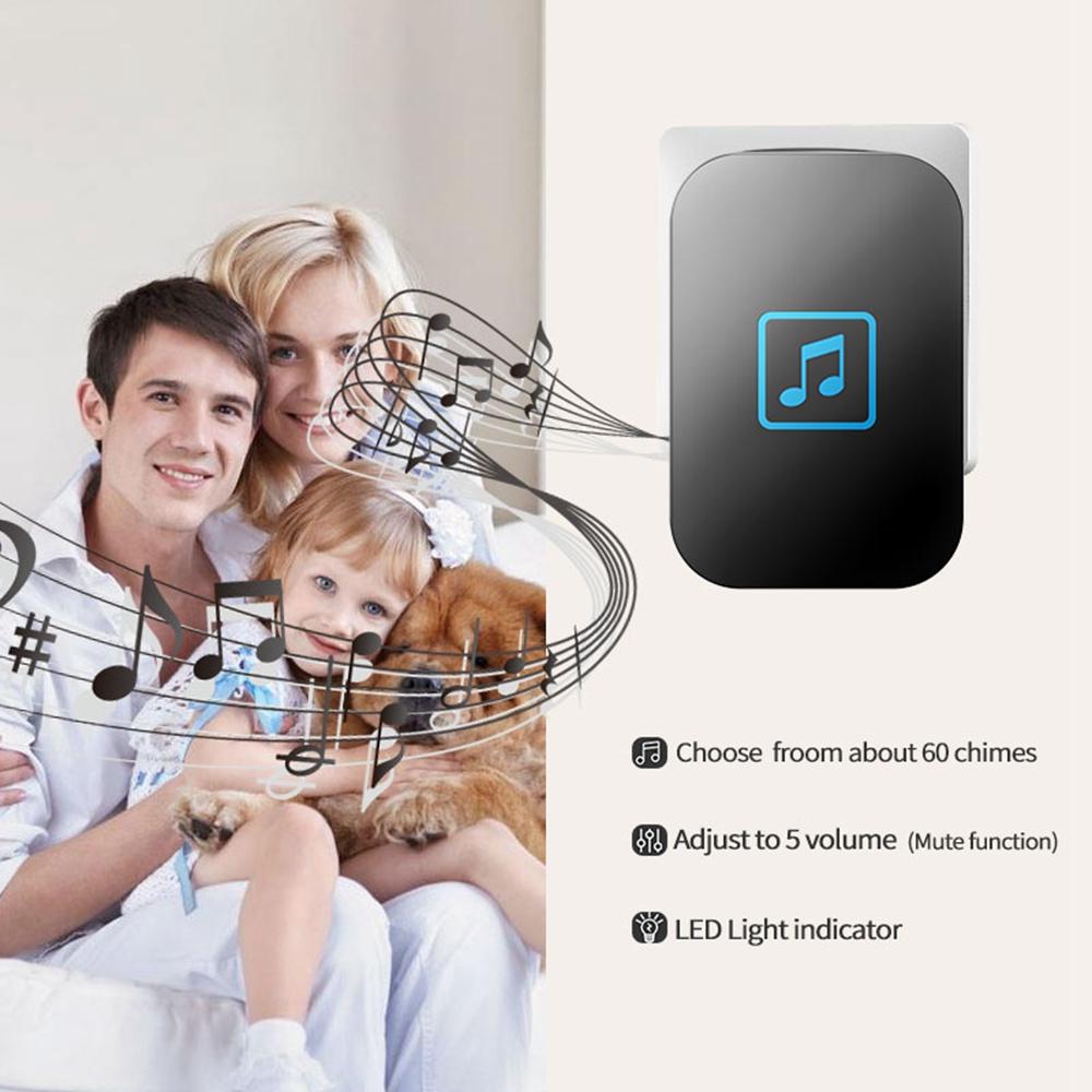 Cacazi Wireless Doorbell Waterproof 300m Remote Battery 2