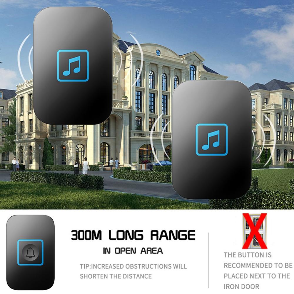 Cacazi Wireless Doorbell Waterproof 300m Remote Battery 2