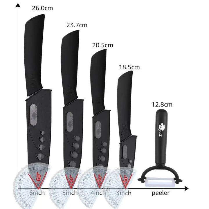 Ceramic Knives Set: Chef Utility Slicer Peeler Blade