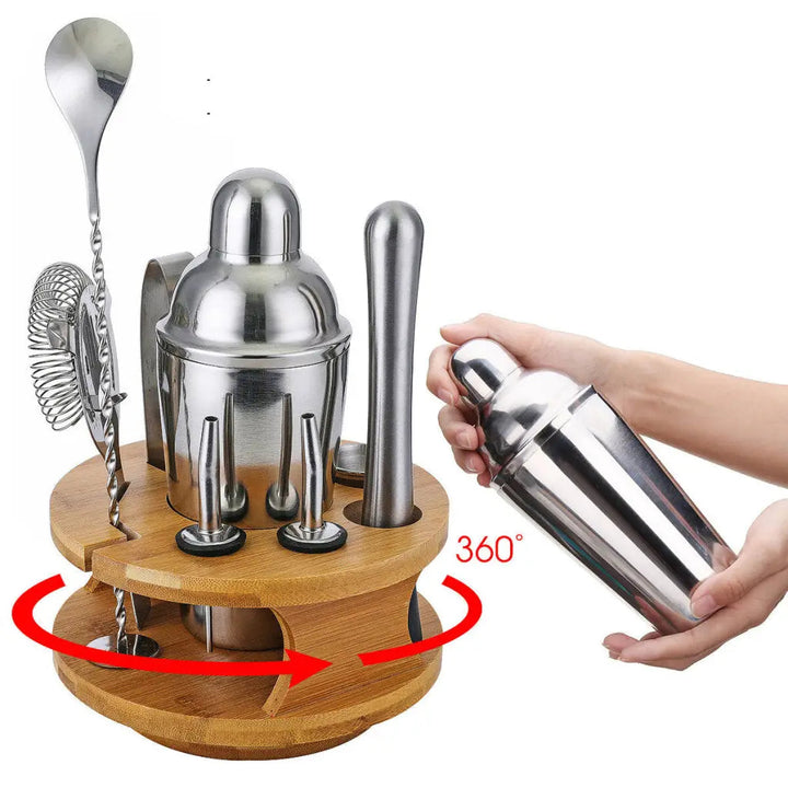 Cocktail Shaker Set - 9pcs Stainless Steel Mixer