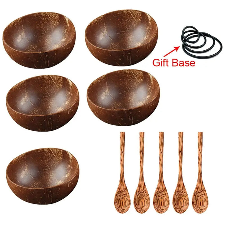 Coconut Bowl Spoon Set - Natural Tableware Home Decor