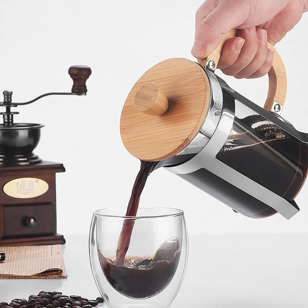 Coffee Maker Glass Teapot Wooden Handle