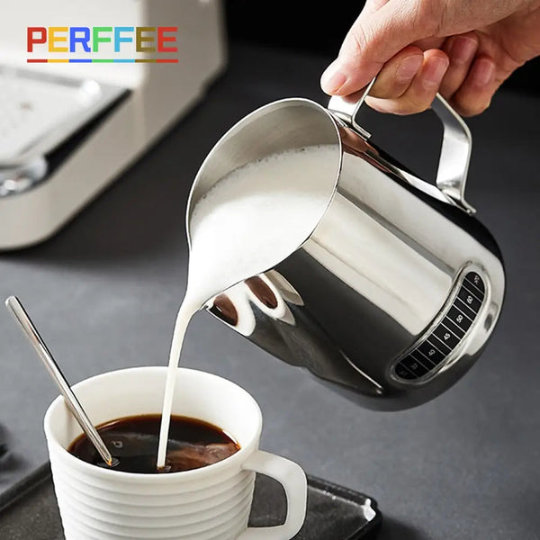Coffee Milk Frothing Jug: Stainless Steel Barista Pitcher