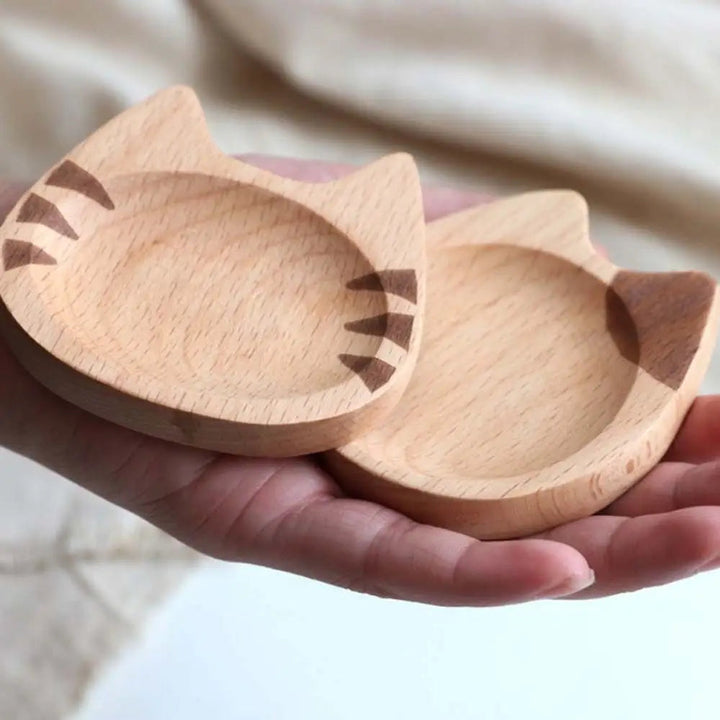 Creative Wooden Dipping Dish Cute Cat