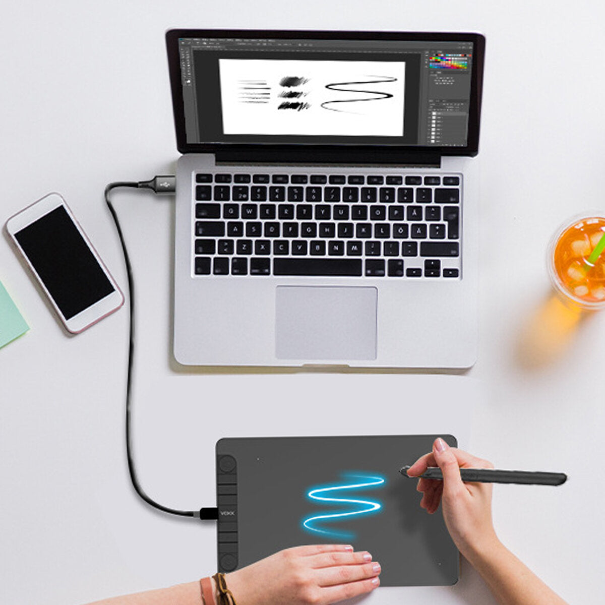 VEIKK VK1060PRO 10x6 inch Drawing Graphic Tablet with Battery-Free Digital Pen for Mac Android Windows