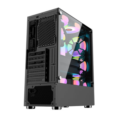 GAMEKM Computer Case Mid-Tower ATX/M-ATX/ITX Acrylic Side Panel RGB Gaming Computer PC Case USB 3.0/USB 2.0/HDD/SSD for Desktop PC Computer