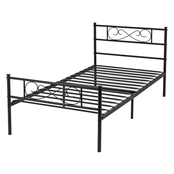 Lusimo Twin Bed Frame with Headboard 12 Inch Metal Platform Bed Frame Heavy Duty Steel Slat Anti-Slip Support