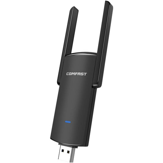 Comfast WiFi Receiver Network Card USB Wifi Adapter 1300Mbps RTL8812BU Dual Band 2.4GHz/5.8GHz for PC Black Ethernet Wi-Fi Dongle External Antenna