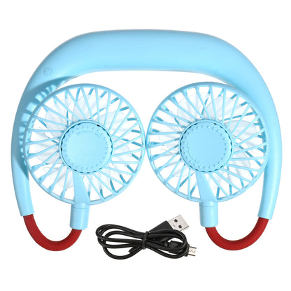 Dc 5v 1a Neck Hanging Fan Dual Head Cooling Mini Usb