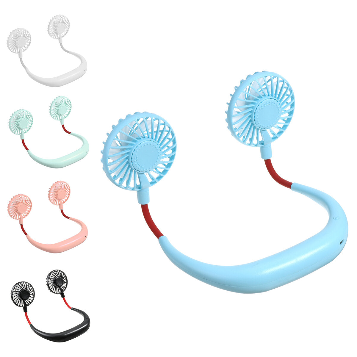 Dc 5v 1a Neck Hanging Fan Dual Head Cooling Mini Usb