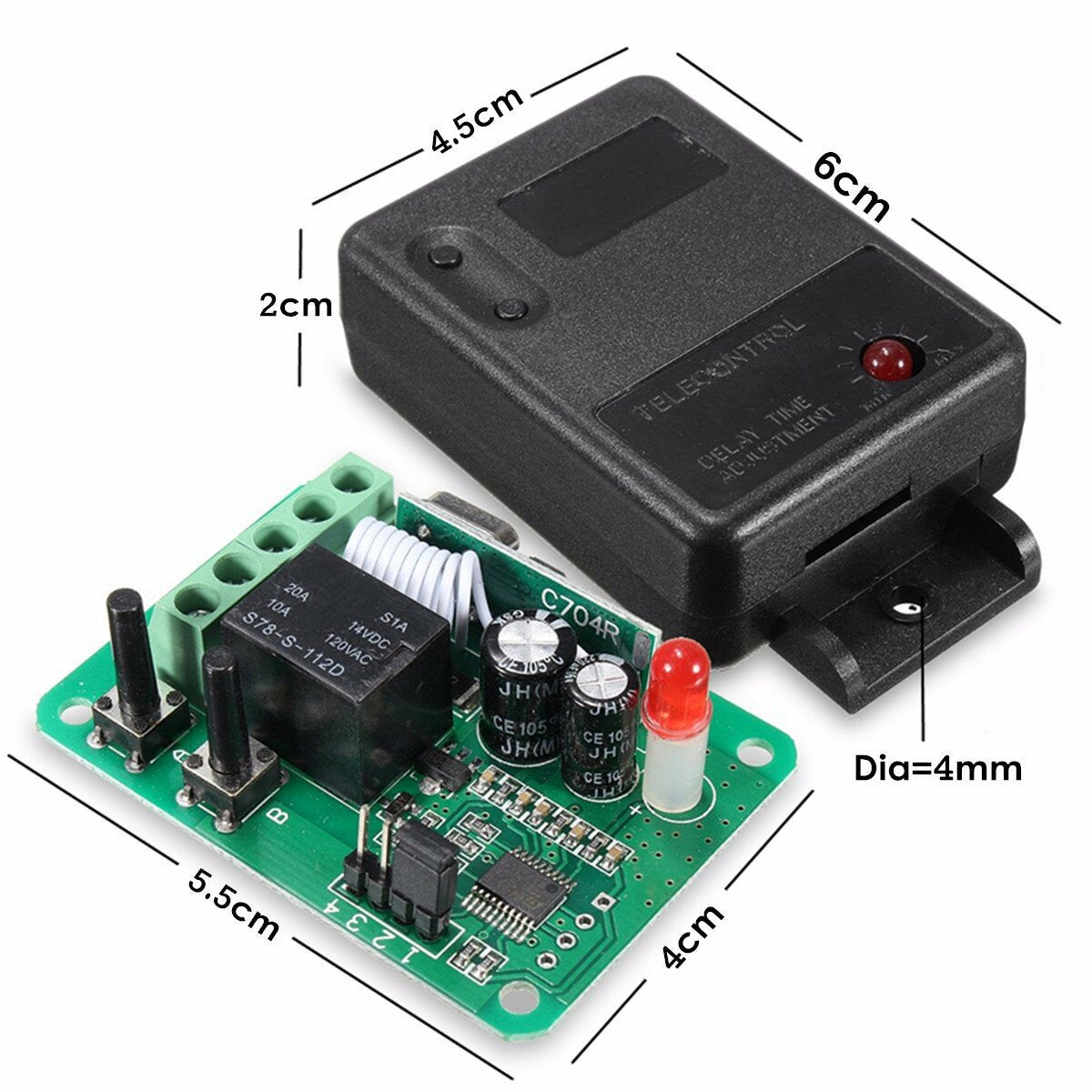 Dc12v 1ch 315/433mhz Wireless Time Delay Relay Rf Remote