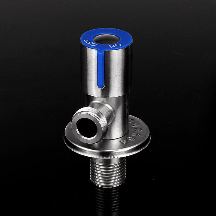 Stainless Steel Brushed Hot & Cold Water Triangle Valve G1/2 Thread Angle Valves w/ Rotatable Switch for Toilet Sink Water Heater
