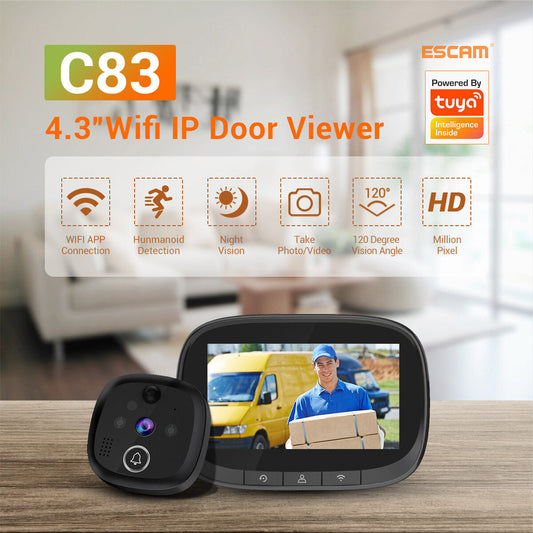 Escam C83 Wireless Doorbell 4.3inch Wifi Ip Door Viewer Hd