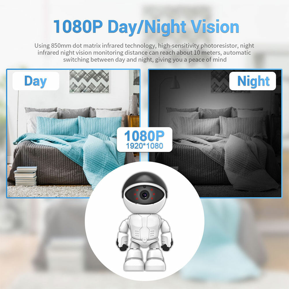 Escam Pt205 1080p Robot Ip Camera Security 360 Wifi Wireless
