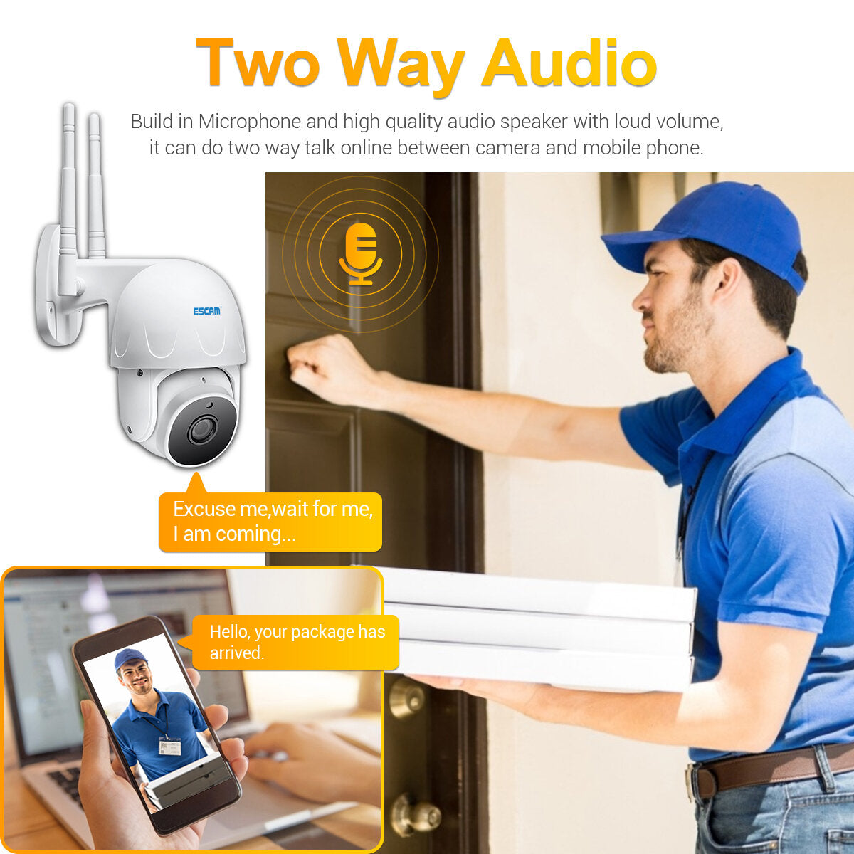 Escam Ty100 Tuya H.265 Wifi Ip Camera 1080p Pan/tilt Outdoor