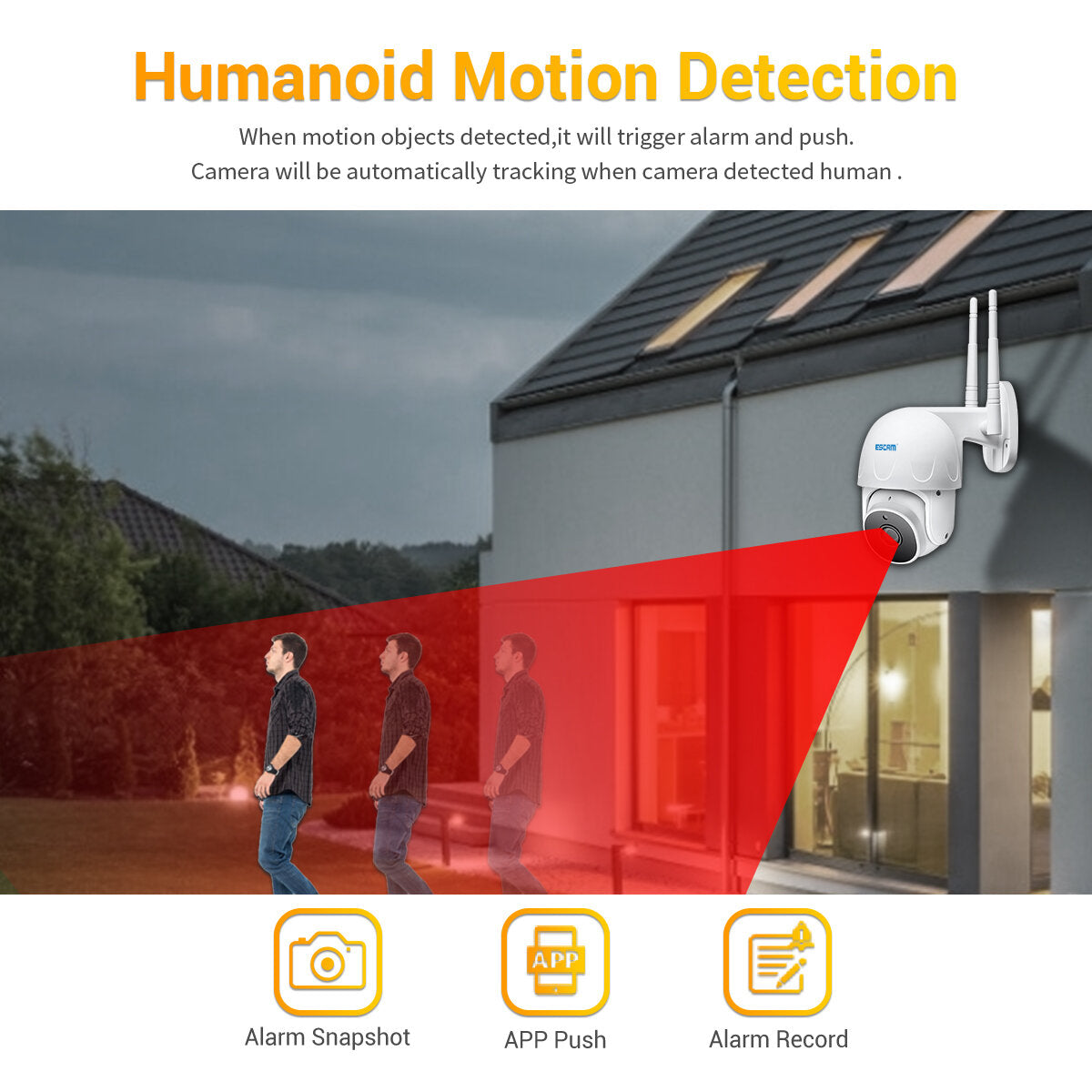 Escam Ty100 Tuya H.265 Wifi Ip Camera 1080p Pan/tilt Outdoor