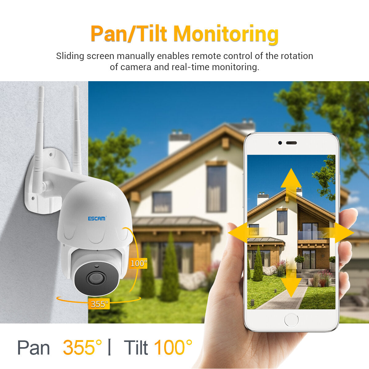 Escam Ty100 Tuya H.265 Wifi Ip Camera 1080p Pan/tilt Outdoor