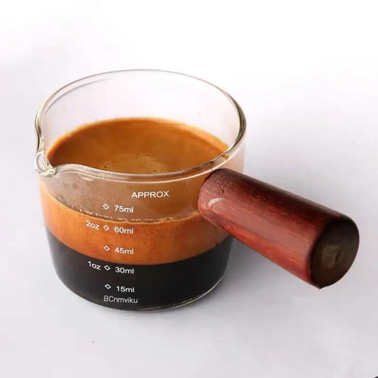 Espresso Shot Glass - 75ml Double Spouts Measuring Cup
