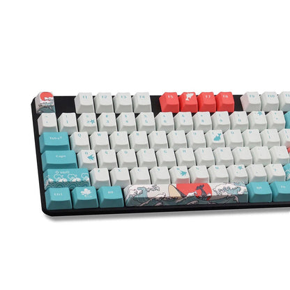 108 Keys Coral Sea Keycap Set OEM Profile PBT Dye-Sublimation Suspension Keycaps for Mechanical Keyboard